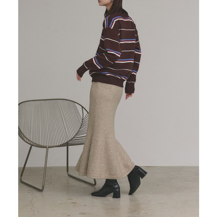 【2025AW新作】スパンコールラメニットロングスカート	 | ad thie | 詳細画像18 