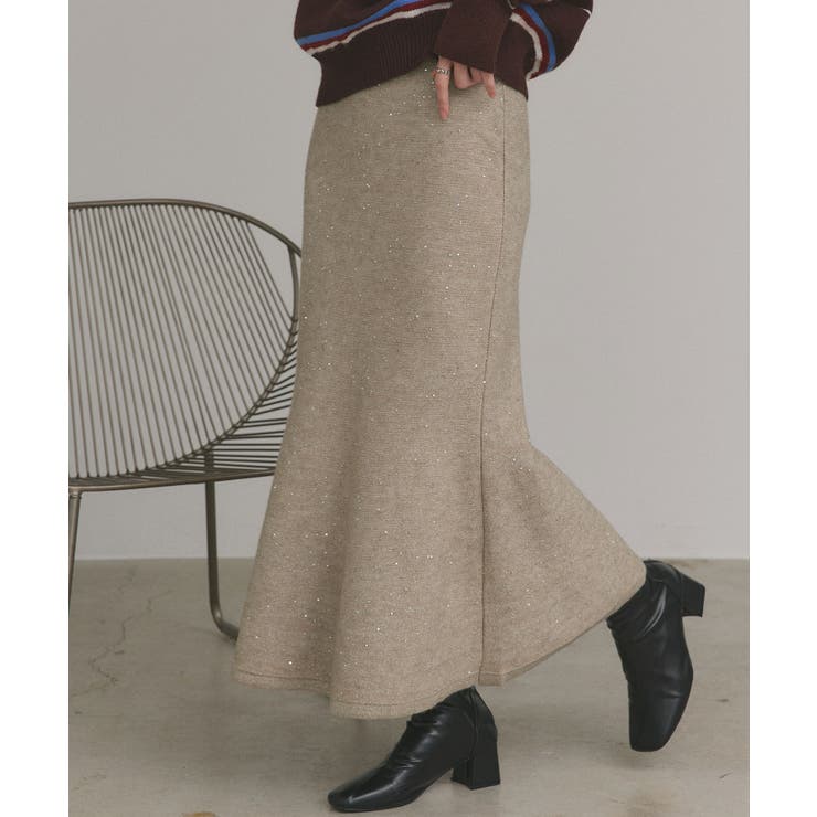 【2025AW新作】スパンコールラメニットロングスカート	 | ad thie | 詳細画像22 