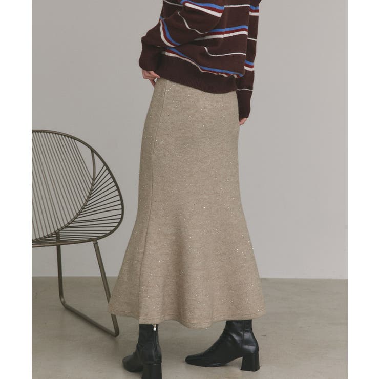 【2025AW新作】スパンコールラメニットロングスカート	 | ad thie | 詳細画像23 