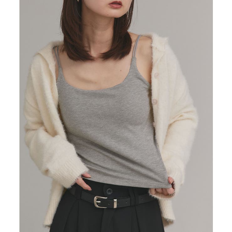 【2025AW新作】裏起毛カップ付きリブキャミソール | ad thie | 詳細画像18 