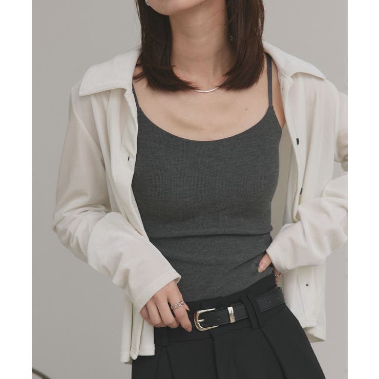 チャコール | 【2025AW新作】カップ付きリブキャミソール | ad thie