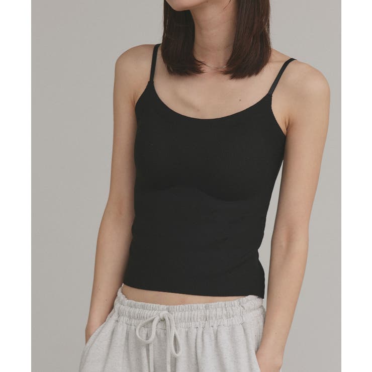 ブラック | 【2025AW新作】カップ付きリブキャミソール | ad thie