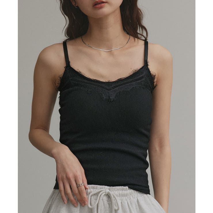 裏起毛レース切り替えキャミソール | ad thie | 詳細画像11 