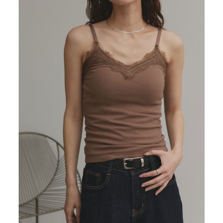 裏起毛レース切り替えキャミソール | ad thie | 詳細画像18 