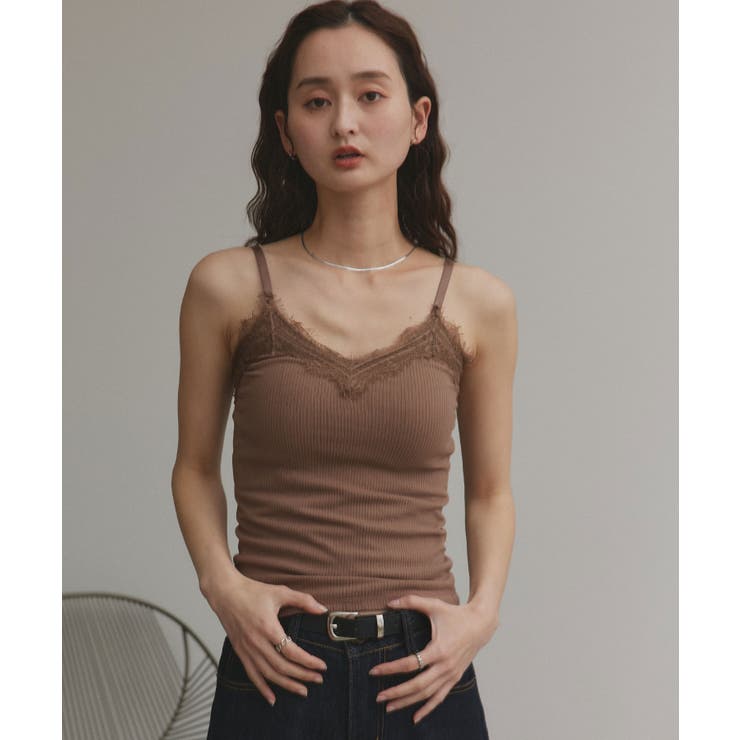 裏起毛レース切り替えキャミソール | ad thie | 詳細画像19 