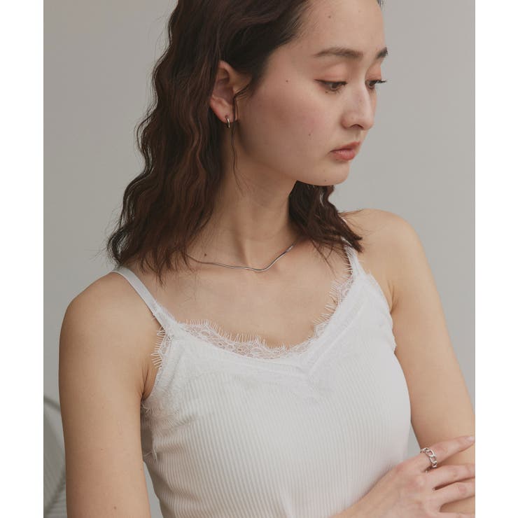 裏起毛レース切り替えキャミソール | ad thie | 詳細画像5 