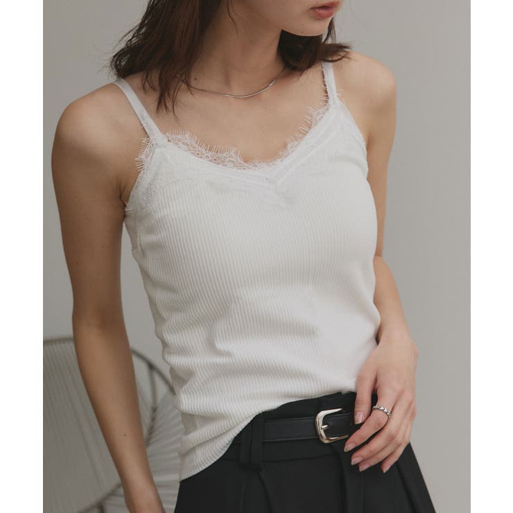 裏起毛レース切り替えキャミソール | ad thie | 詳細画像6 