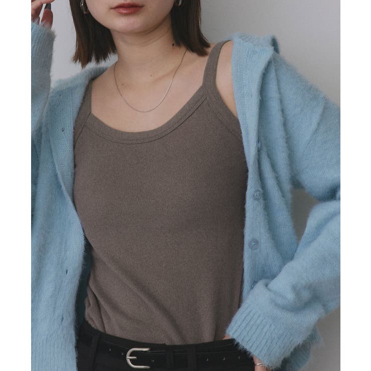 グレージュ | 裏起毛カップ付きキャミソール | ad thie