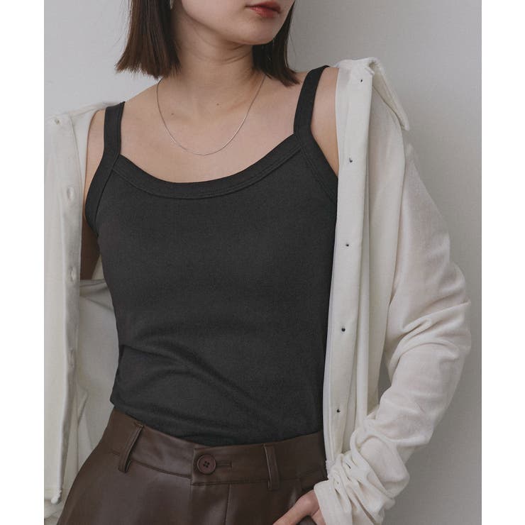 ブラック | 裏起毛カップ付きキャミソール | ad thie