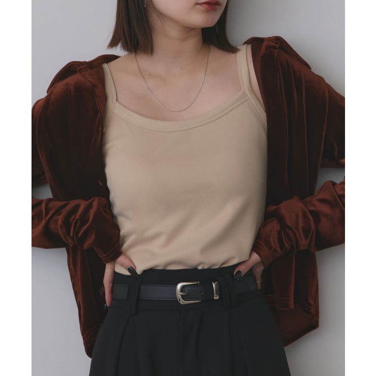 ベージュ | 裏起毛カップ付きキャミソール | ad thie