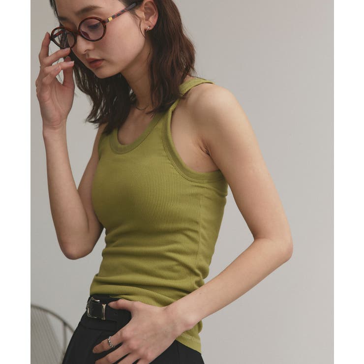 ライトグリーン | 裏起毛リブタンクトップ | ad thie