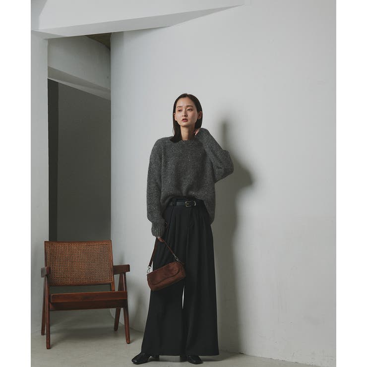 【2025AW新作】アシメヘムスパンコールニットトップス	 | ad thie | 詳細画像10 