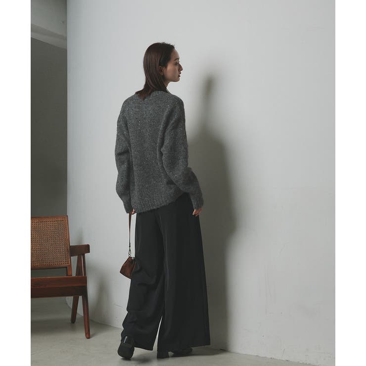 【2025AW新作】アシメヘムスパンコールニットトップス	 | ad thie | 詳細画像13 