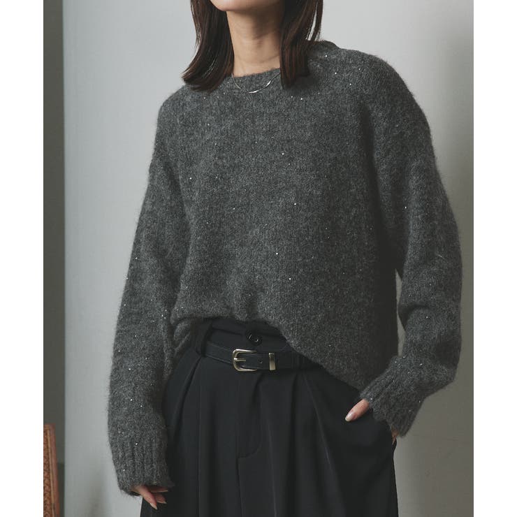 【2025AW新作】アシメヘムスパンコールニットトップス	 | ad thie | 詳細画像18 