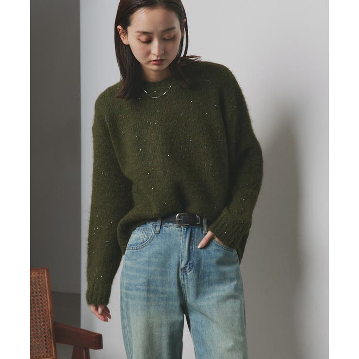 【2025AW新作】アシメヘムスパンコールニットトップス	 | ad thie | 詳細画像25 