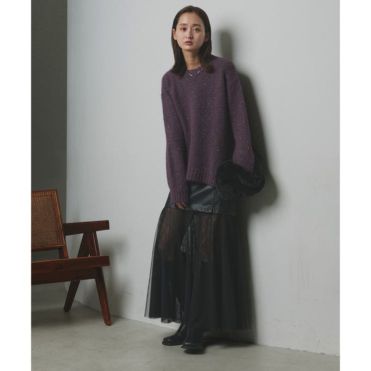 【2025AW新作】アシメヘムスパンコールニットトップス	 | ad thie | 詳細画像35 