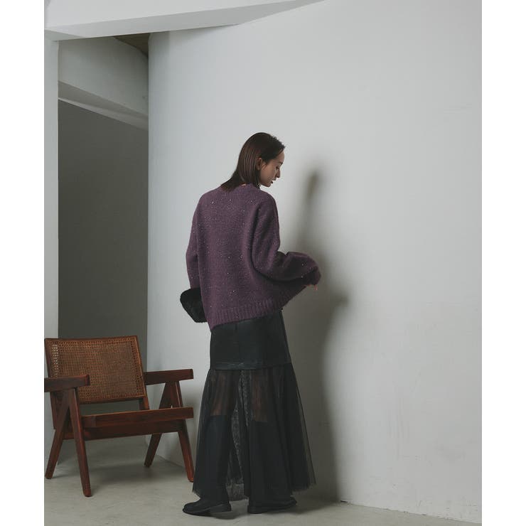 【2025AW新作】アシメヘムスパンコールニットトップス	 | ad thie | 詳細画像36 