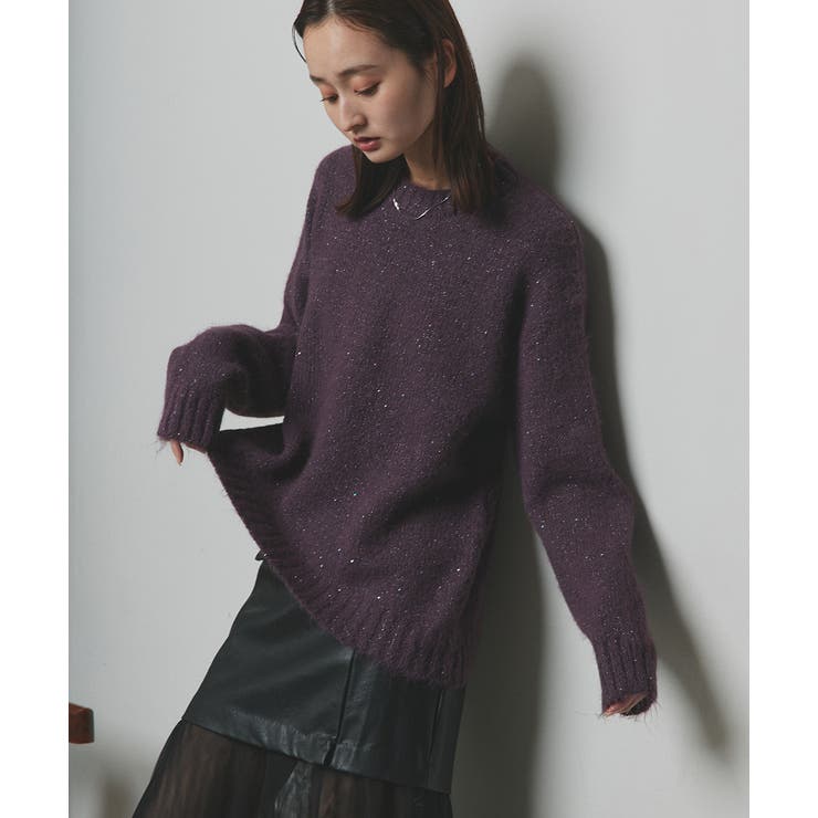 【2025AW新作】アシメヘムスパンコールニットトップス	 | ad thie | 詳細画像38 