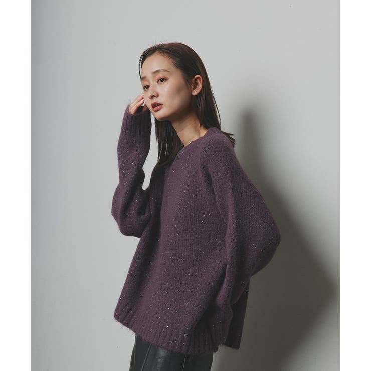 【2025AW新作】アシメヘムスパンコールニットトップス	 | ad thie | 詳細画像40 