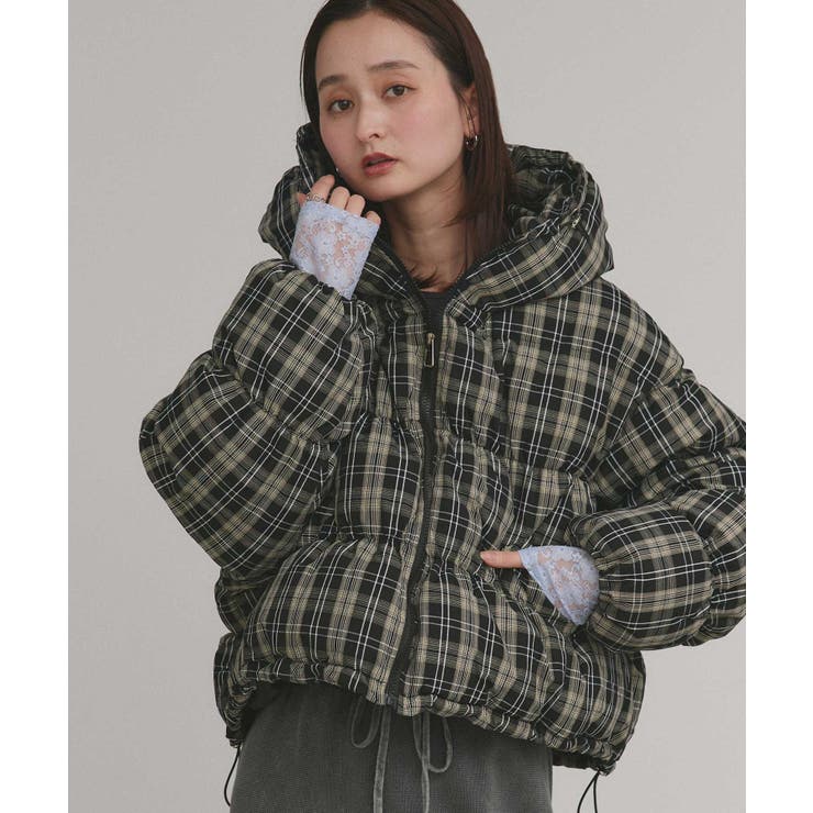 ブラック | 【2025AW新作】チェックダウンジャケット | ad thie