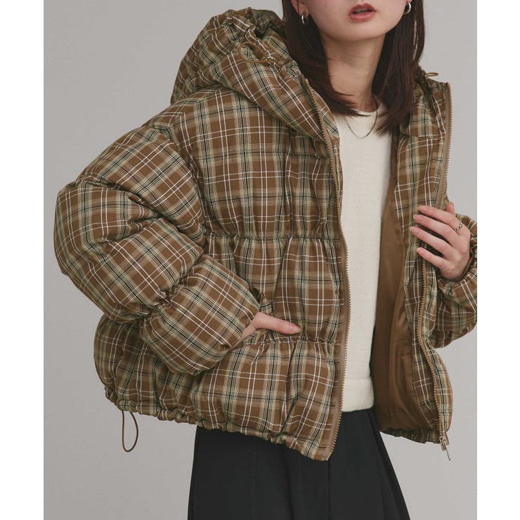 ブラウン | 【2025AW新作】チェックダウンジャケット | ad thie