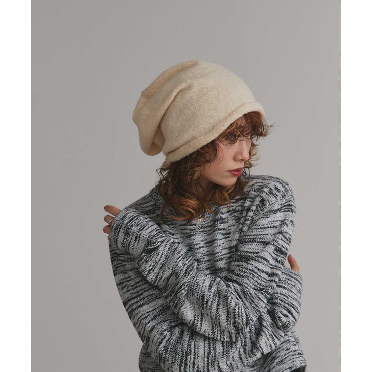 アイボリー | ルーズフィットニットビーニー | ad thie