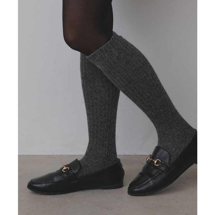 チャコール | リブニットハイソックス | ad thie