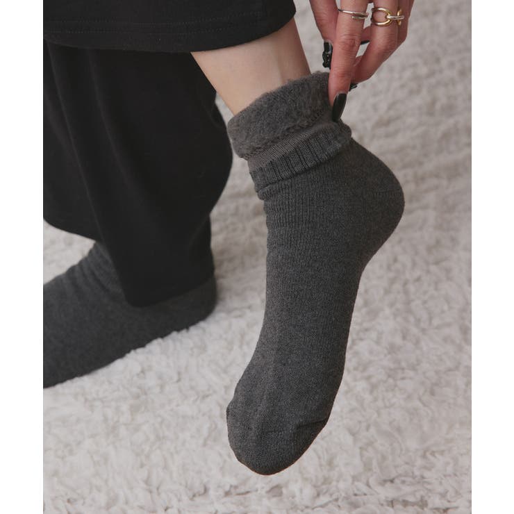 チャコール | 裏シャギークルーソックス | ad thie