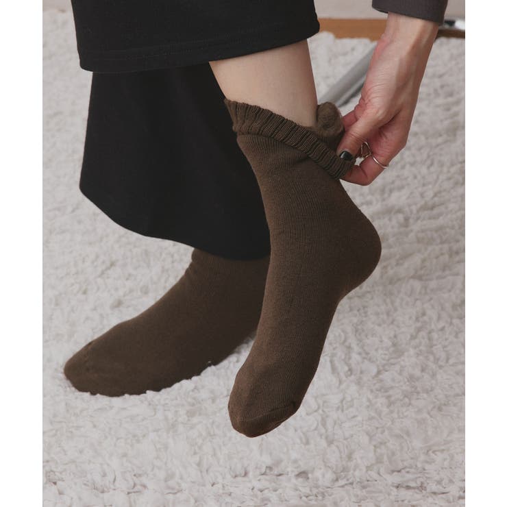 ブラウン | 裏シャギークルーソックス | ad thie