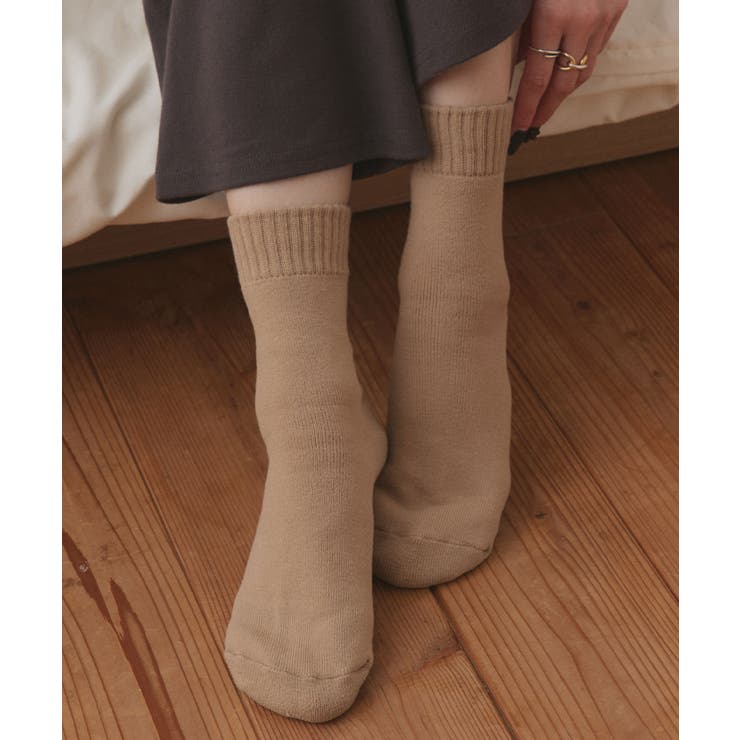 ベージュ | 裏シャギークルーソックス | ad thie