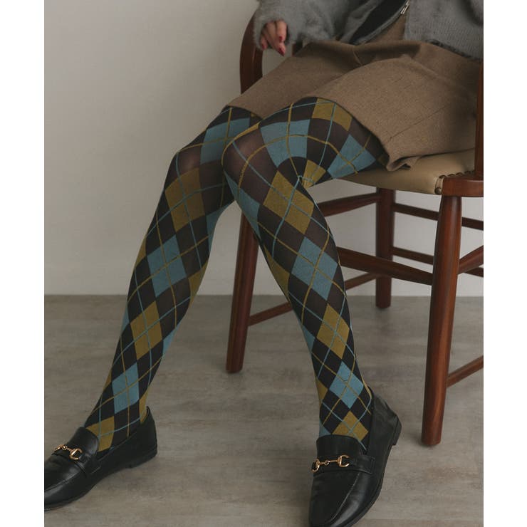 ブルー | アーガイルタイツ | ad thie