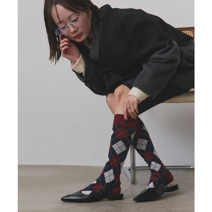ボルドー | アーガイルハイソックス | ad thie
