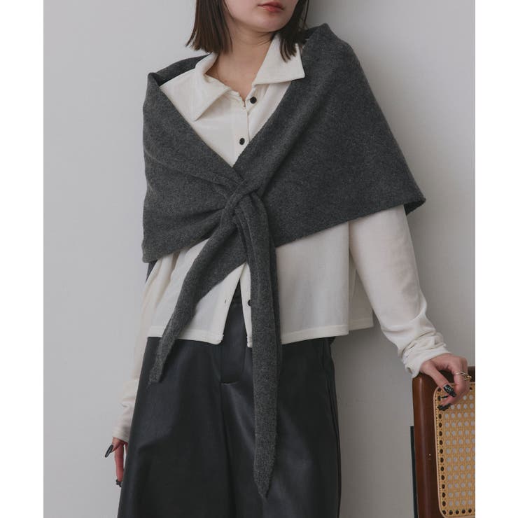 チャコール | トライアングルニットストール | ad thie
