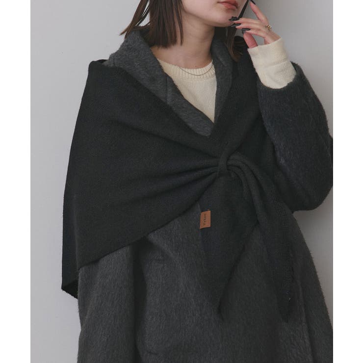 ブラック | トライアングルニットストール | ad thie