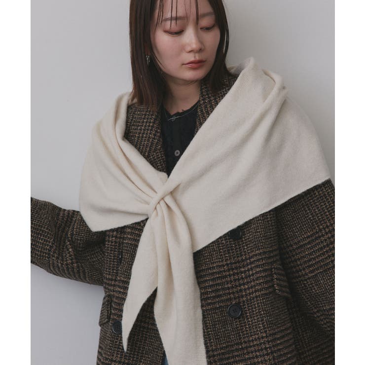 アイボリー | トライアングルニットストール | ad thie