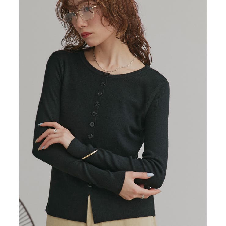 ブラック | 【2026SS新作】コンパクトリブニットカーディガン | ad thie