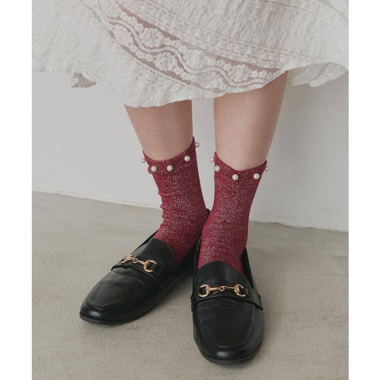 【2026SS新作】パールラメクルーソックス | ad thie | 詳細画像14 