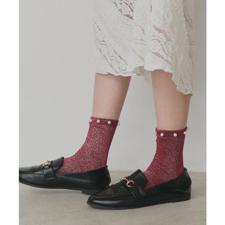 【2026SS新作】パールラメクルーソックス | ad thie | 詳細画像15 