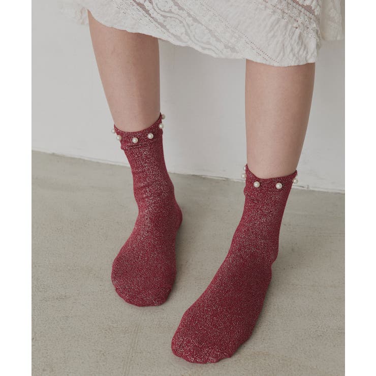 【2026SS新作】パールラメクルーソックス | ad thie | 詳細画像16 