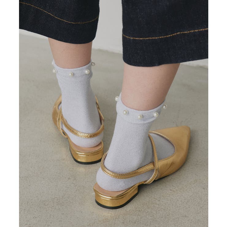 【2026SS新作】パールラメクルーソックス | ad thie | 詳細画像4 