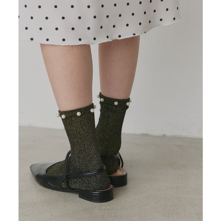 【2026SS新作】パールラメクルーソックス | ad thie | 詳細画像9 