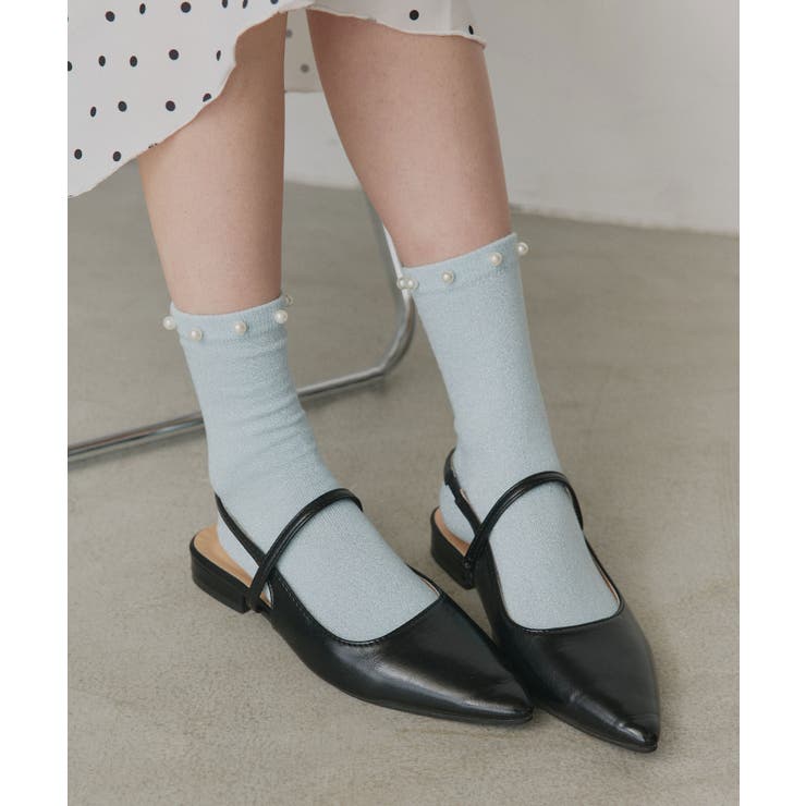 ライトブルー | 【2026SS新作】パールラメクルーソックス | ad thie