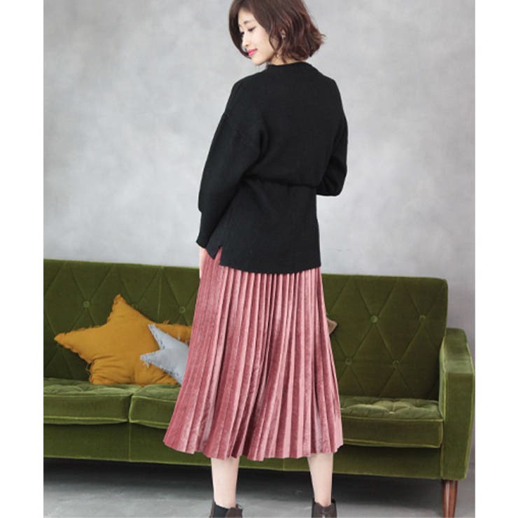 ミモレ丈ベロアプリーツスカート | ad thie | 詳細画像13 