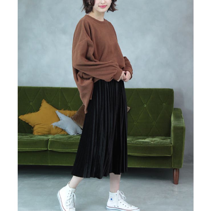 ミモレ丈ベロアプリーツスカート | ad thie | 詳細画像16 