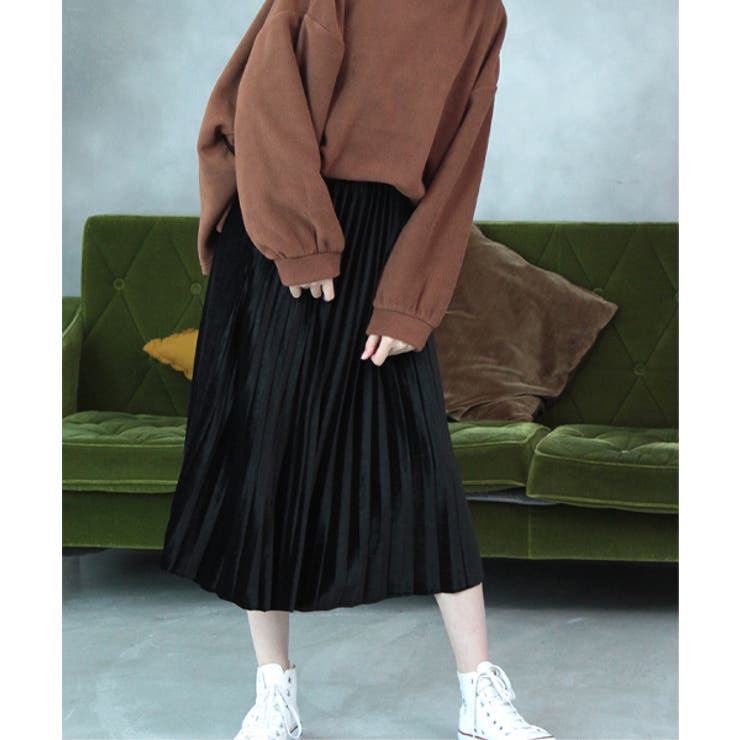 ミモレ丈ベロアプリーツスカート | ad thie | 詳細画像17 