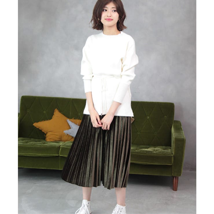 ミモレ丈ベロアプリーツスカート | ad thie | 詳細画像6 