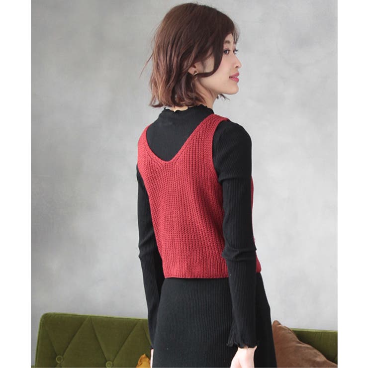 極美品ADOREアドーア38ケーブルニットベストブラウスlephilルフィル