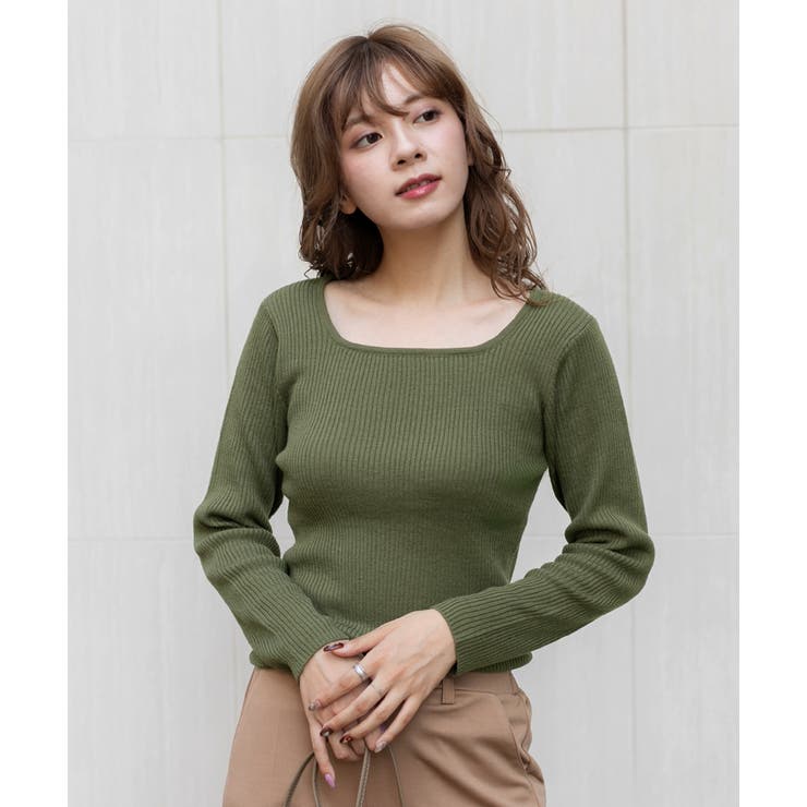 スクエアーニット リブニット トップス | ad thie | 詳細画像18 