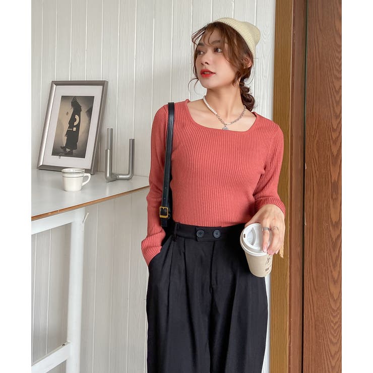 スクエアーニット リブニット トップス | ad thie | 詳細画像33 