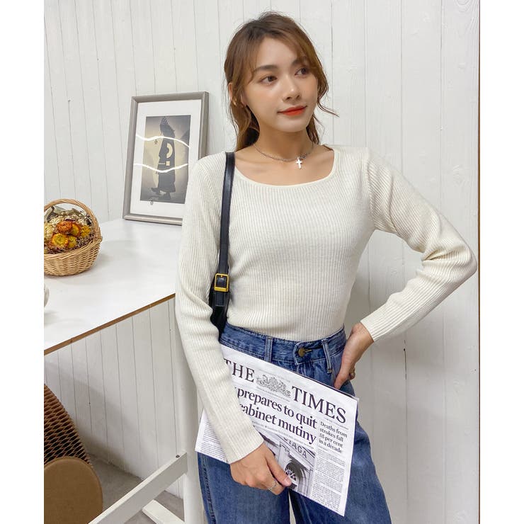 スクエアーニット リブニット トップス | ad thie | 詳細画像35 